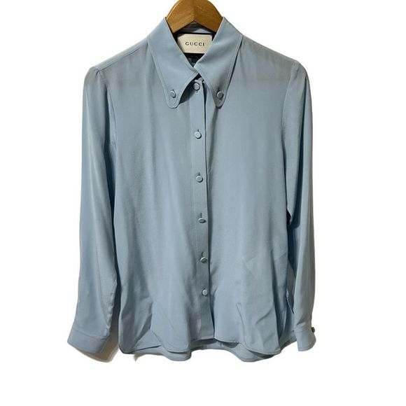 Gucci Long Sleeve Shirt Blouse Size 38 S Women - 426755 Z600a Light Blue